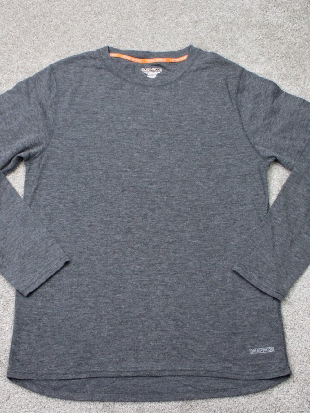 Omni-Wool Shirt‎ Mens Xl Gray Base Layer Wool Blend Poly Lined Long Sleeve